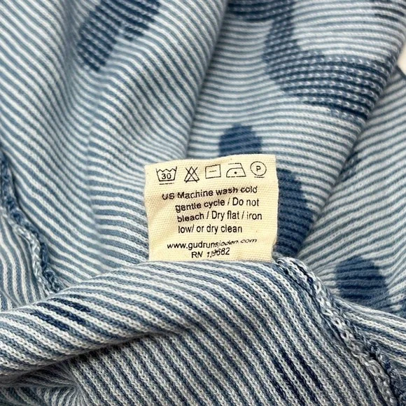 Gudrun Sjoden Indigo Dragonfly Organic Cotton Cardigan Blue Patterned Large NWT - Picture 8 of 9